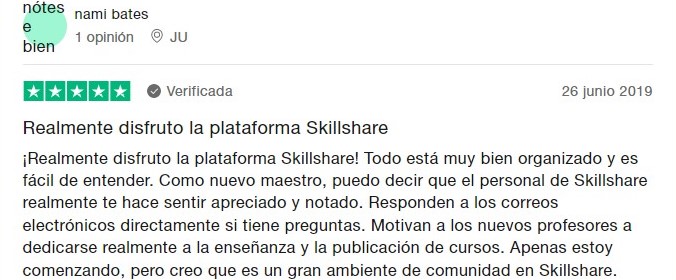 Opinion personal honesta profesor de Skillshare